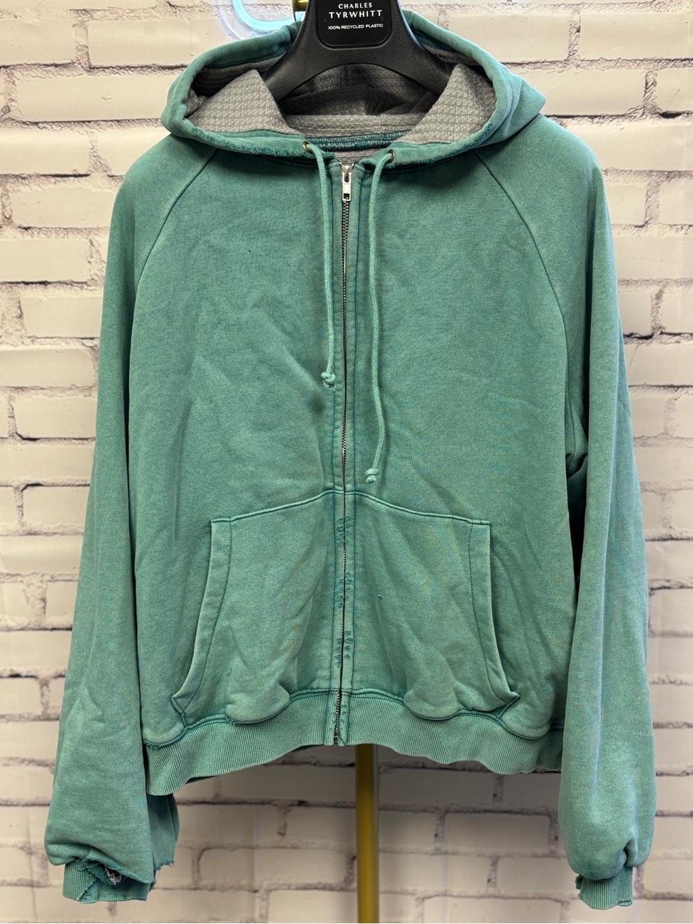 Basketcase “To Be Like Water” Hench Thermal Hoodie, Washed Green - Medium